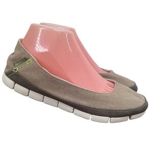 Crocs Canvas Loafers Women's Sz 10 Tan Brown Comfort Walk Slip On